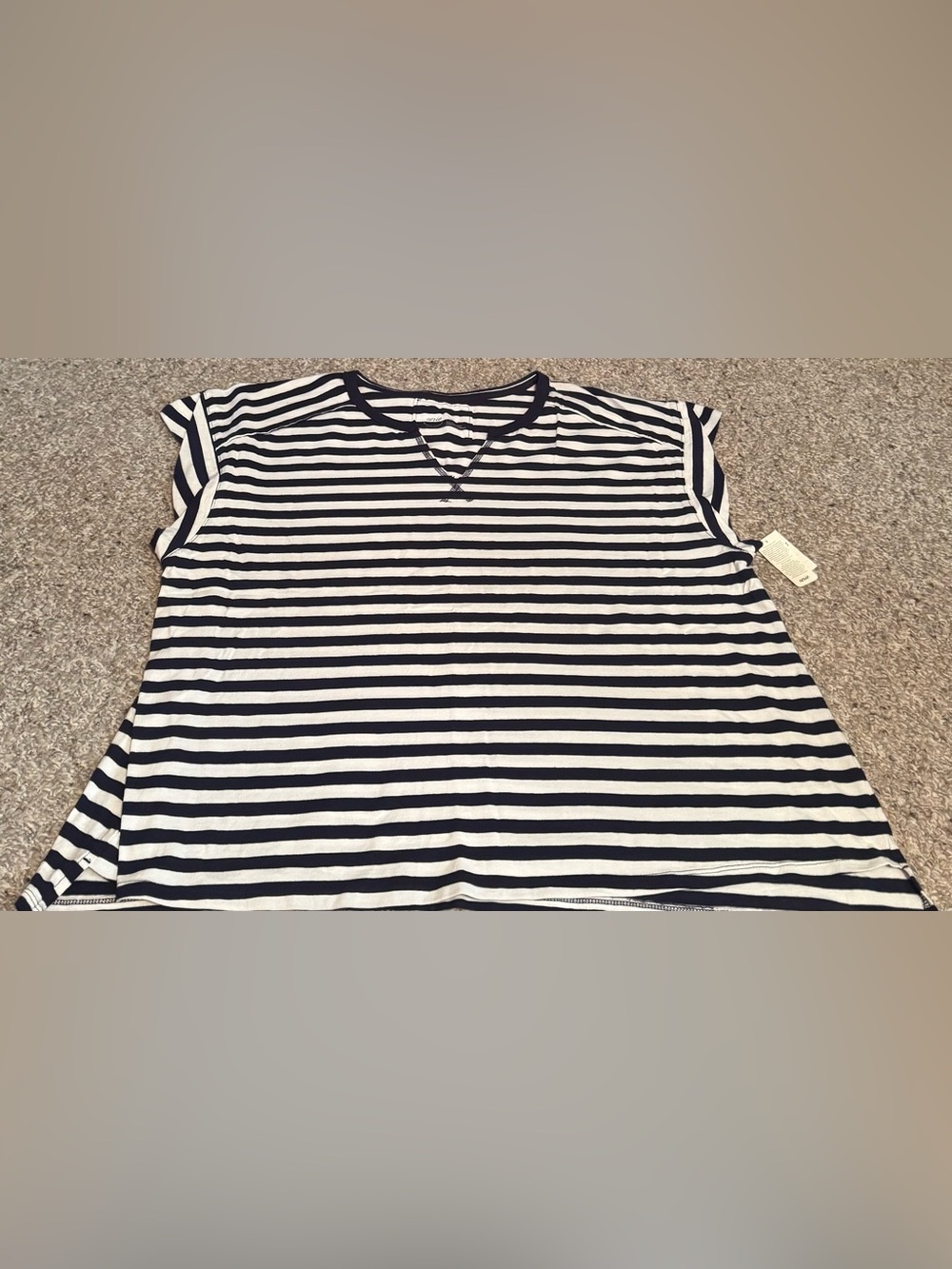 Aerie Women's Summer Breeze Notch Neck T-Shirt Summer Navy Stripe NWT
